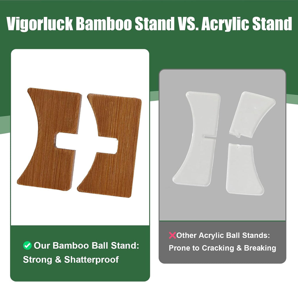 Ball Stand for Display, Basketball Stand, Football Display Stand, Ball Storage Wood Holder for Basketball, Football, Soccer, Rugby, Baseball & Softball