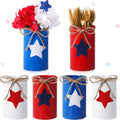 Domensi 6 Pcs 4th of July Table Centerpiece Patriotic Vases Decor Galvanized Metal Vases for Flowers Red White Blue Mason Jars Utensil Holder for Kitchen Home Independence Day Labor Day Decorations
