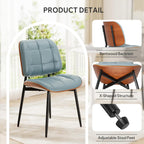 Dining Chairs Set of 4, Mid Century Modern Dining Room Chair with Thick Cushion, Upholstered Faux Leather Kitchen Chairs with Walnut Bentwood Back for Kitchen Dining Room, Blue