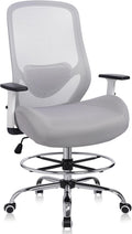 Office Drafting Chair, Tall Height Adjustable Ergonomic Office Chair with Footrest, High Back Desk Chair with Flip-up Armrests and Lumbar Support