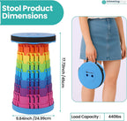 Trimming Shop Heavy Duty Foldable Collapsible Telescopic Stool, Portable & Adjustable Pop Up Stool Seat for Camping, Fishing, BBQ, Hiking, Indoor/Outdoor Use, 440lbs Load Capacity - Rainbow Royal Blue