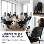 Stackable Office Guest Chairs, Reception Waiting Room Chairs with Padded Seat & Back, Armless No Wheels Conference Chairs for Training, Meeting, Lobby, Set of 5, Black Mesh Fabric