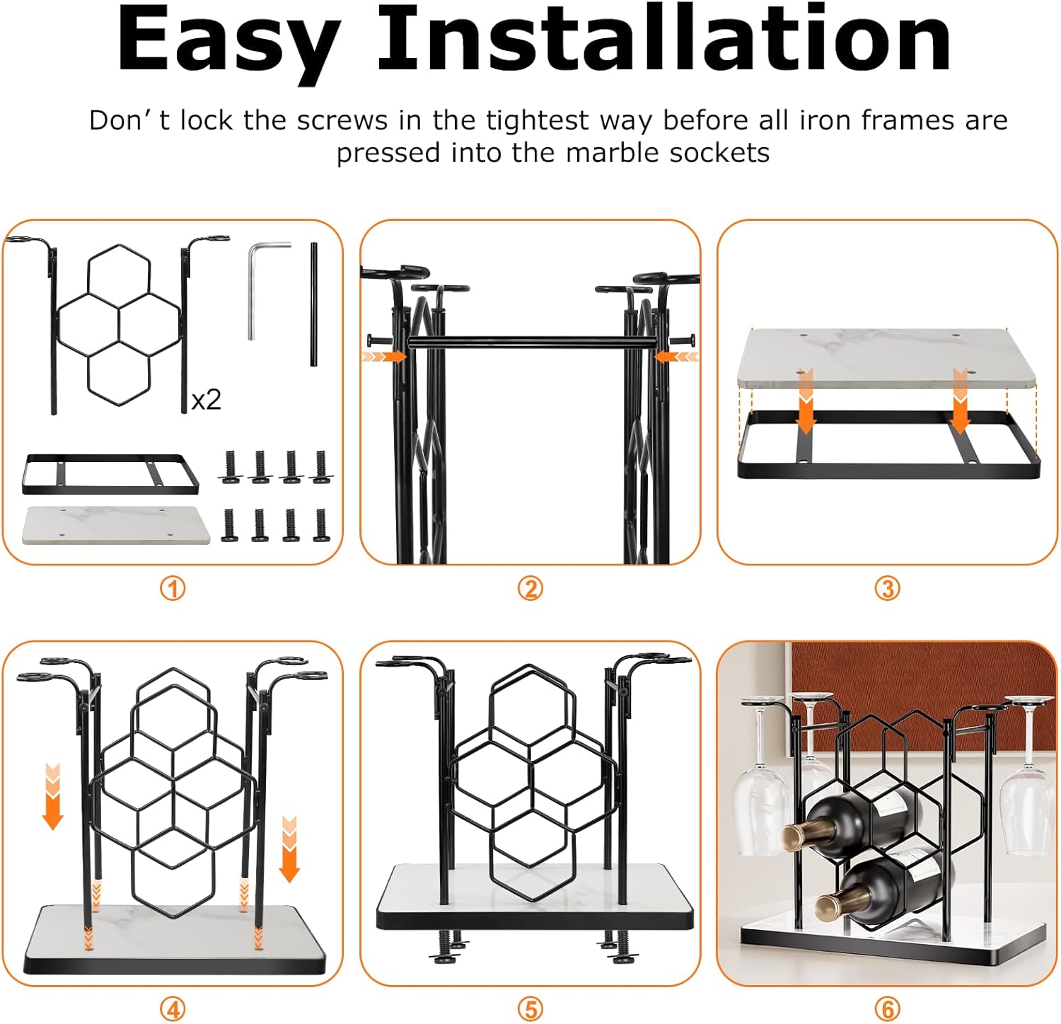 Countertop Wine Rack,Freestanding Modern Metal Small Wine Rack for 4 Wine Bottles and 4 Glasses,3 Tier Tabletop Wine Holder Stand for Cabinet, Pantry, Wine Bottle Storage