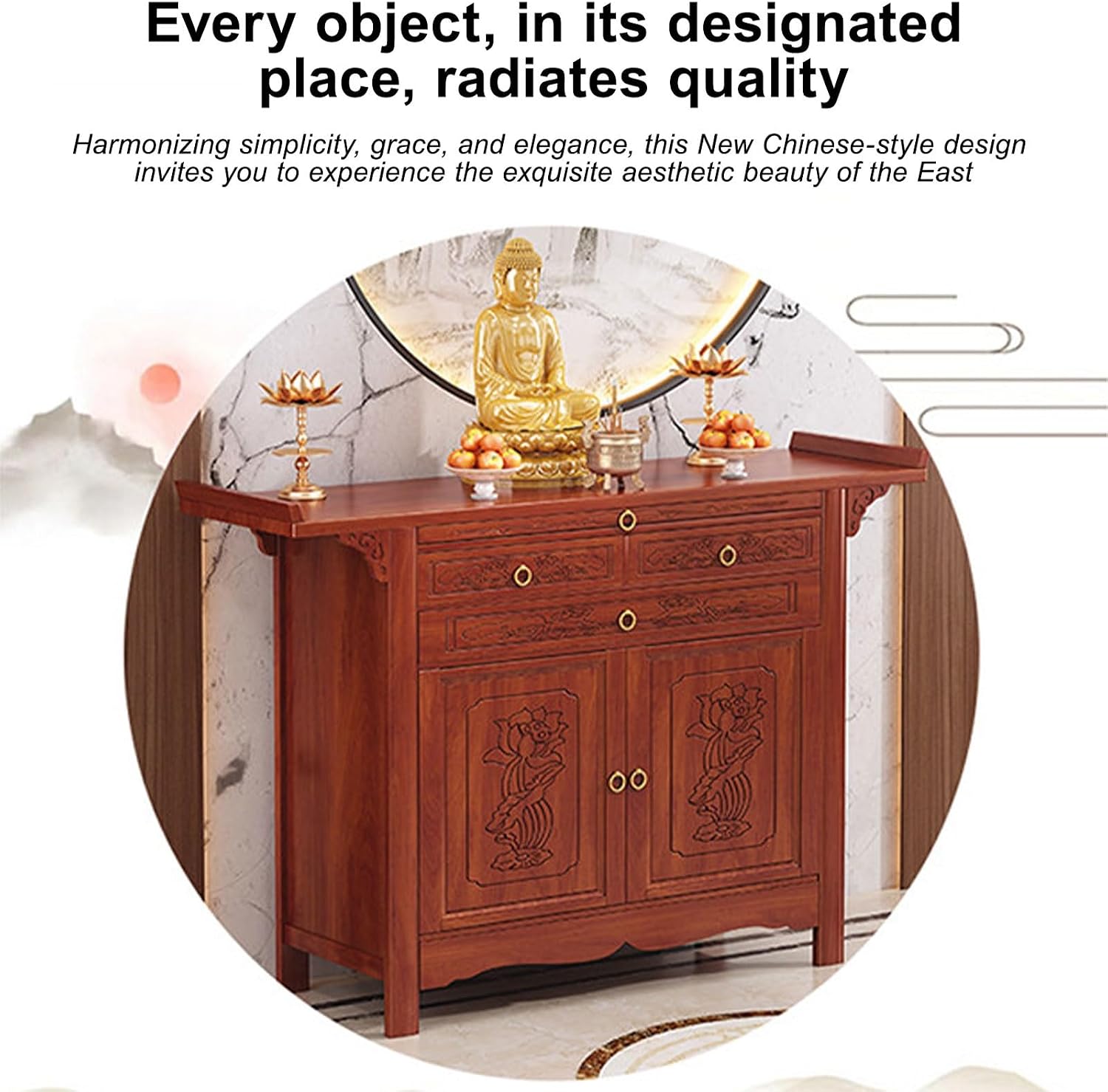 Free Standing Altar Table, Multifunction Meditation Altar Table with Drawer and Shelf, for Home Shrines Ancestral Halls Temples(68 * 48.8 * 108cm/26.8 * 19.2 * 42.5in)