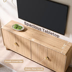 IFGET Modern Buffet Cabinet with Storage, 70" Large Sideboard Buffet Storage Cabinet with 4 Doors and Adjustable Shleves, Wooden Curved Coffee Bar for Dining Room, Kitchen, Living Room, Natural Oak