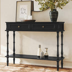 ARTPOWER Console Table for Entryway with 2 Drawers-Minimal Assembly,Black Retro Entryway Table with Storage Cabinets and Open Shelf,Narrow Long Couch Table Behind Sofa for Living Room,Foyer,Hallway
