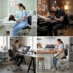 Grace&Grace Drafting Chair Adjustable Tall Shop Stool, Rolling Chair with Backrest and Footrest for Computer, Studio, Workshop, Classroom, Lab, Counter, Home Office (Black)