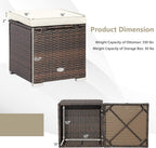 ORALNER 16" Outdoor Ottoman, Set of 2 Wicker Ottoman with Storage, All-Weather Rattan Cube Footstool w/Removable Cushions, Square Foot Rest Seating for Patio, Porch, Deck, Easy Assembly (Cream)