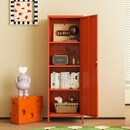 Metal Locker Storage Cabinets 59.06"H Orange Locking File Cabinets Kitchen Food Pantry Cabinet with 2 Doors and Shelves for Dining Room, Living Room,Bathroom Office,Home,Garage, Gym, School