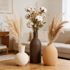 Ceramic Vase Set of 5, Neutral Decorative Vases for Home Decor, Modern Farmhouse Boho Pottery Vases, Terracotta Small Vases for Living Room, Entryway Table Decor