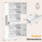 Apicizon 71’’ Tall Kitchen Pantry Storage Cabinet, Modern Kitchen Hutch Bar Cabinet with Microwave Stand & 3 Adjustable Shelves, Cupboard with Deep Drawer, Wood Buffet Sideboard for Dining Room, White