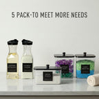 3+2 Pack Laundry Pods Containers & Dryer Sheet Holder & Laundry Detergent Dispenser, Laundry Room Organization and Storage Jars with Lids, Labels and Scoops for Scent Booster, Powder, Pods