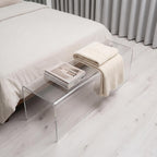 39 Inch Long Clear Acrylic Bench, Modern Contemporary Rectangle Seating for Living Room, Entryway, Family Room, Hallway and Foyer, Decorative Window Bench
