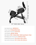 VEVOR Ergonomic Kneeling Chair with Backrest & Wheels, Mobile X-Shaped Posture Knee Chair with Adjustable Height & Thick Foam Cushions, Relief for Neck or Back Pain for Home, Office, Meditation, Black