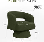 Luxanimarion Swivel Barrel Accent Chair Set of 2,Oversized Teddy Upholstered Round Swivel Chairs,Modern Luxury 360 Degree Living Room Vanity Chair for Bedroom Office,Green,2PCS