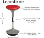 Learniture Adjustable Height Active Learning Stool for Office Desks and Classrooms, Foam-Padded Backless Wobble Stool with Rocking Motion, Red