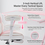 Big and Tall Gaming Office Chair 400lbs - Heavy Duty Ergonomic Computer Desk Chair with Footrest, Adjustable Armrests, High Back PU Leather with Racing Style (White/Pink)