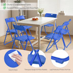 Karl home 6 Pcs Folding Chair, 300LBS Lightweight Foldable Plastic Chair, Reinforced Metal Frame Easy to Fold & Store for Indoor & Outdoor, Wedding, Party, Meeting Room, Patio and Garden, Blue