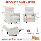 Chair, Rocking, PU Leather Nursery Glider, Manual Rocker Chair for Adults, 150 Degree Recline, Wide Armrests, Living Room Bedroom Home Theater, Light Gray
