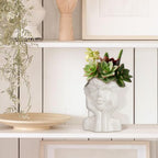 ComSaf White Ceramic Flower Vase for Decor,Modern Style Female Form Face Vase,Unique Flower Vase for Home Living Room Office Decor - Face Type A