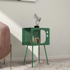 homary Modern End Table TV Shape Side Table, Metal Hollow Accent Table in Fresh Green, Narrow Sofa Table for Living Room Bedroom Apartment Decor (Green)