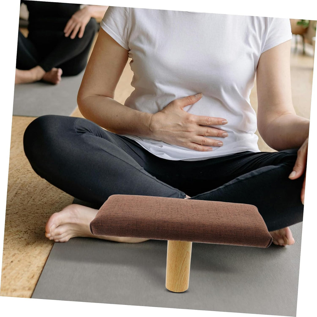 Hemoton Wooden Ergonomic Bench with Cotton Cushion for Comfortable Sitting Posture, Portable Stool for Home and Office Use, Stylish Coffee Color Posture Bench and Prayer