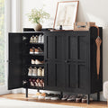 5+2 Tier Shoe Storage Cabinet with 3 Doors, 40" Tall Entryway Cabinet for 30 Pairs Shoe, Shoe Rack Organizer with 5 Adjustable Shelves & Metal Legs, Shoe Storage for Front Door Entrance, Black