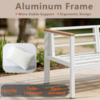 All-Aluminum Double Seater Sofa Waterproof Anti-Rust Outdoor Patio Loveseat for Garden Backyard White