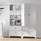 Kitchen Pantry Storage Cabinet, 72" H Storage Cabinet with 2 Drawers and Adjustable Shelves, Spacious Cupboard with Round Handles, Metal Kitchen Cabinet for Dining Room, Living Room, White
