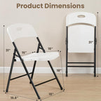 Folding Chairs 2 Pack,350 lbs Heavy Duty Metal Frame Plastic Foldable Chair,Ergonomic Portable Folding Chair with Non-Slip Feet, Indoor Outdoor Commercial Seating for Patio Party Wedding Camping,White
