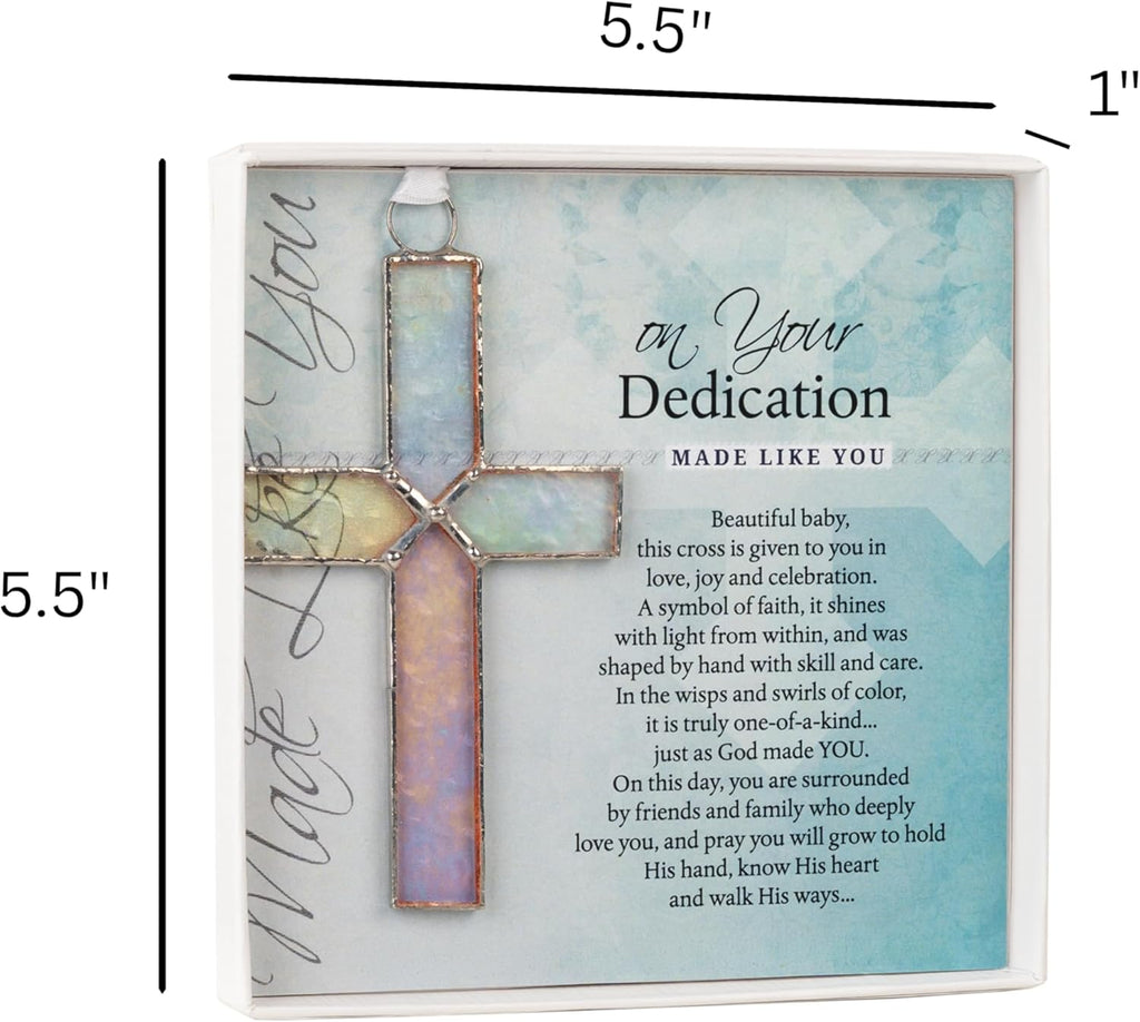 The Grandparent Gift Co. Handmade USA Glass Cross - Perfect Baby Dedication Gift/Keepsake (Stained Glass Clear)