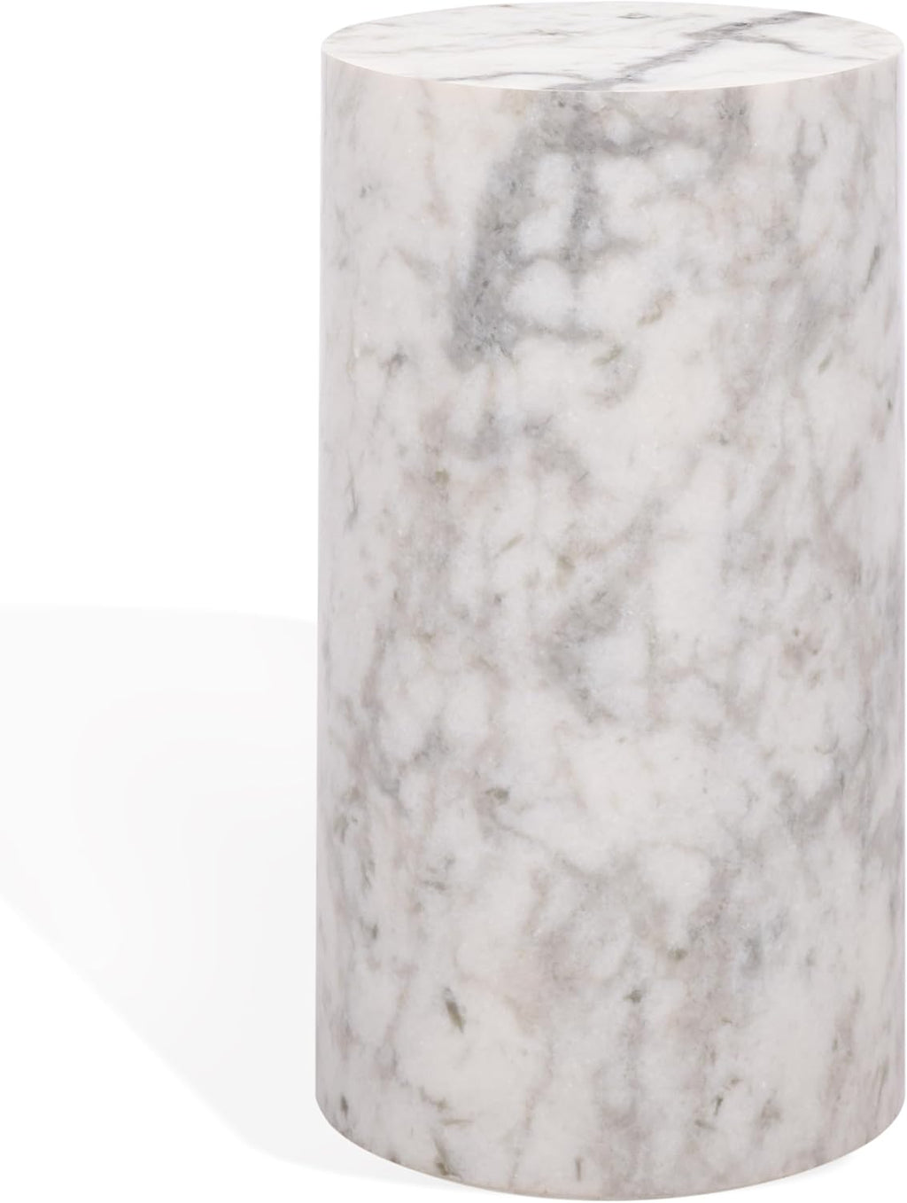 SAFAVIEH Couture Collection - Leah Bryanna White Marble Accent Table, Round Drink Table, Sculptural Pedestal Design (SFV9750A)