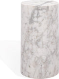 SAFAVIEH Couture Collection - Leah Bryanna White Marble Accent Table, Round Drink Table, Sculptural Pedestal Design (SFV9750A)