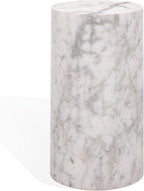 SAFAVIEH Couture Collection - Leah Bryanna White Marble Accent Table, Round Drink Table, Sculptural Pedestal Design (SFV9750A)