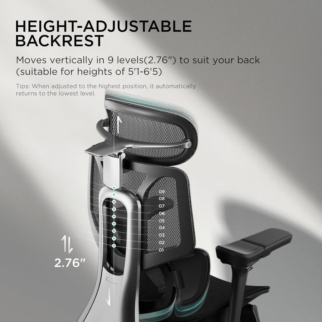 Hbada E3 Pro Ergonomic Office Chair, Big and Tall Office Chair - with 3-Zone Dynamic Lumbar Support, 4D Adjustable Headrest, 6D Adjustable Armrests, Black