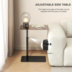 Glass C Shaped End Table Adjustable Height, Metal Base C Shaped Side Table for Sofa/Bed, 360°Swivel Couch Tables That Slide Under, Small Clear Coffee Table for Bedroom Living Room (Glass)