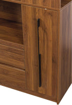 Pantry Cabinet 70 Inch Tall Kitchen Storage Cabinet with Glass Door, Freestanding Food Hutch with Pull Out Shelf 2 Drawers and 4 Tier Side Shelf, Microwave Stand Buffet Cabinet for Dining Room, Walnut