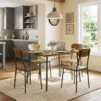VECELO Dining Table Set for 4, 5-Piece Kitchen Table with 4 Chairs, MDF Board Tabletop with Metal Frame for Small Space, Compact Dinette, Breakfast Nook, Brown