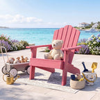 Giantex Kids Adirondack Chair, All-Weather HIPS Children's Outdoor Chair with Tilted High Backrest, Toddler Beach Chair for Garden Patio Backyard, Kids Lawn Chairs for Age 3-7 (1,Pink)
