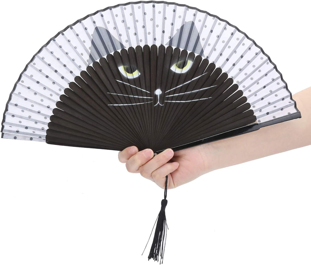 Bamboo Folding Fan, Portable Hand Held Japanese Style Fan with Natural Material, for Cooling Dancing Wedding Party Stage Performance Gift