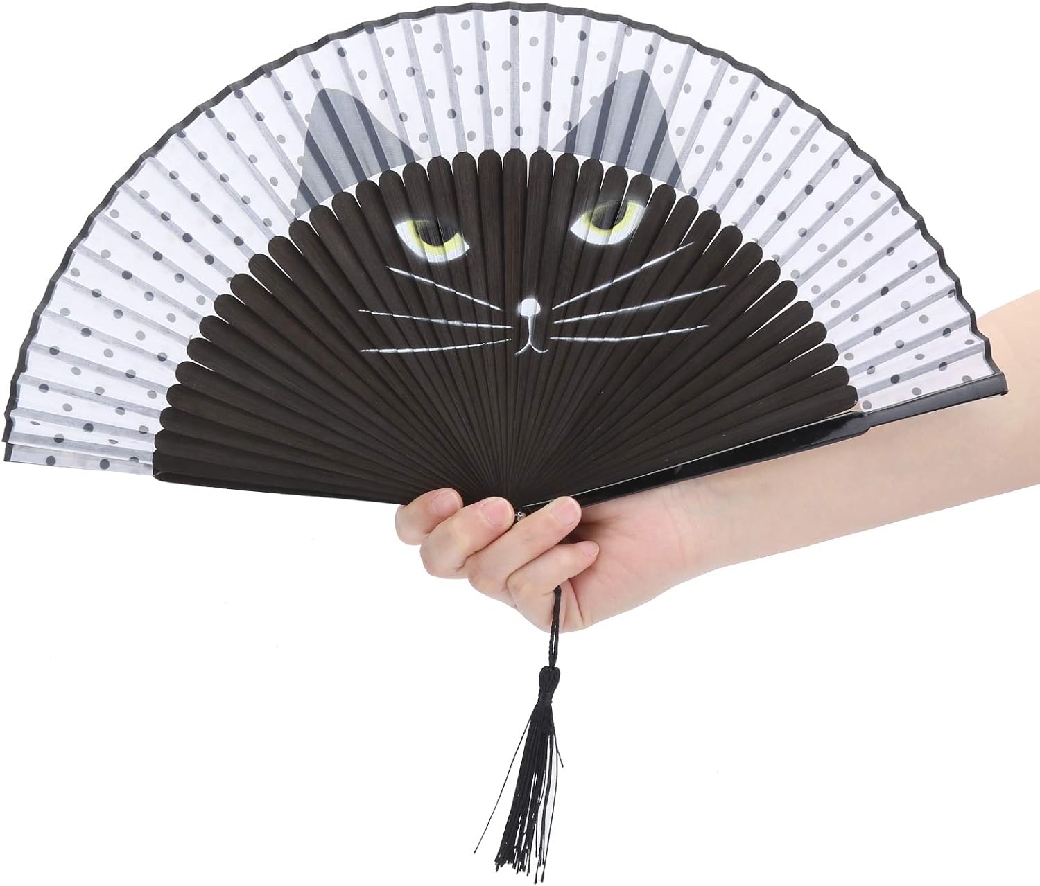 Bamboo Folding Fan, Portable Hand Held Japanese Style Fan with Natural Material, for Cooling Dancing Wedding Party Stage Performance Gift