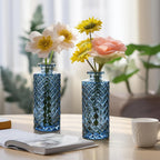 ComSaf Glass Bud Vases Set of 12, Small Diamond Bud Vases in Bulk, Mini Flowers Vases for Centerpieces, Vintage Decor Centerpiece for Table, Wedding Recepetion, Home, Housewarming Gift (Grey Blue)