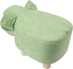 Focket Animal Footstool, Cute Elephant Shaped Ottoman Soft Padded Cushion Non Slip Feet Upholstered Kids Footstool with Premium Pine Wood Frame for Bedroom Living Room Entryway (Green)