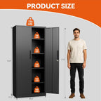 SAWJEC Metal Storage Cabinet with Lock, 72"H Tall Garage Storage Cabinet, Heavy Duty Steel Locking Cabinet with 4 Adjustable Shelves, Black File Cabinet for Home Office Workshop, 18"D x 35"W x 72"H