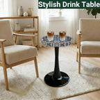 Gesodant Boho Chic Round Side Table, 13" Artistic Patterned Small Drink Table with Glossy Tray Top, Stable Hourglass Pedestal Base, Unique Plastic End Table for Living Room, (Moroccan)
