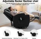 Korser Recliner Chair, Rocking Chair with Massage and Heat, 360° Swivel Recliner Chairs for Adults, Rocker Manual Recliner with Remote Control and Cup Holder for Living Room, Bedroom, Nursery