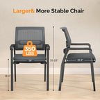 VINGLI Oversize 350 lbs Waiting Room Chairs, 4P Stackable Office Chairs, Grey, Contemporary Style, Mesh Back & Seat, Steel Frame, 355 lbs Capacity