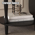 Round Side Table with Roman Column Legs, 2 Tier Sofa End Table with Storage,Accent Solid Wood End Tables,Small Circle Corner Tables for Living Room, Bedroom,50cm