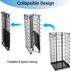 Umbrella Stand, Umbrella Holder for Entryway, Large Metal Foldable Umbrella Rack Organizer Freestanding, with Water Tray and Hooks, Rectangular Hollow Rack 9.5 x 9.5 x 19.7 Inches (Black)