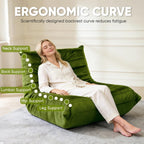 Trenda Bean Bag Chair for Adults, High-Density Foam, Dutch Velvet, Green | Togo chair with dual-layer foam, providing body-contouring support for reading, gaming, reclining and everyday lounging